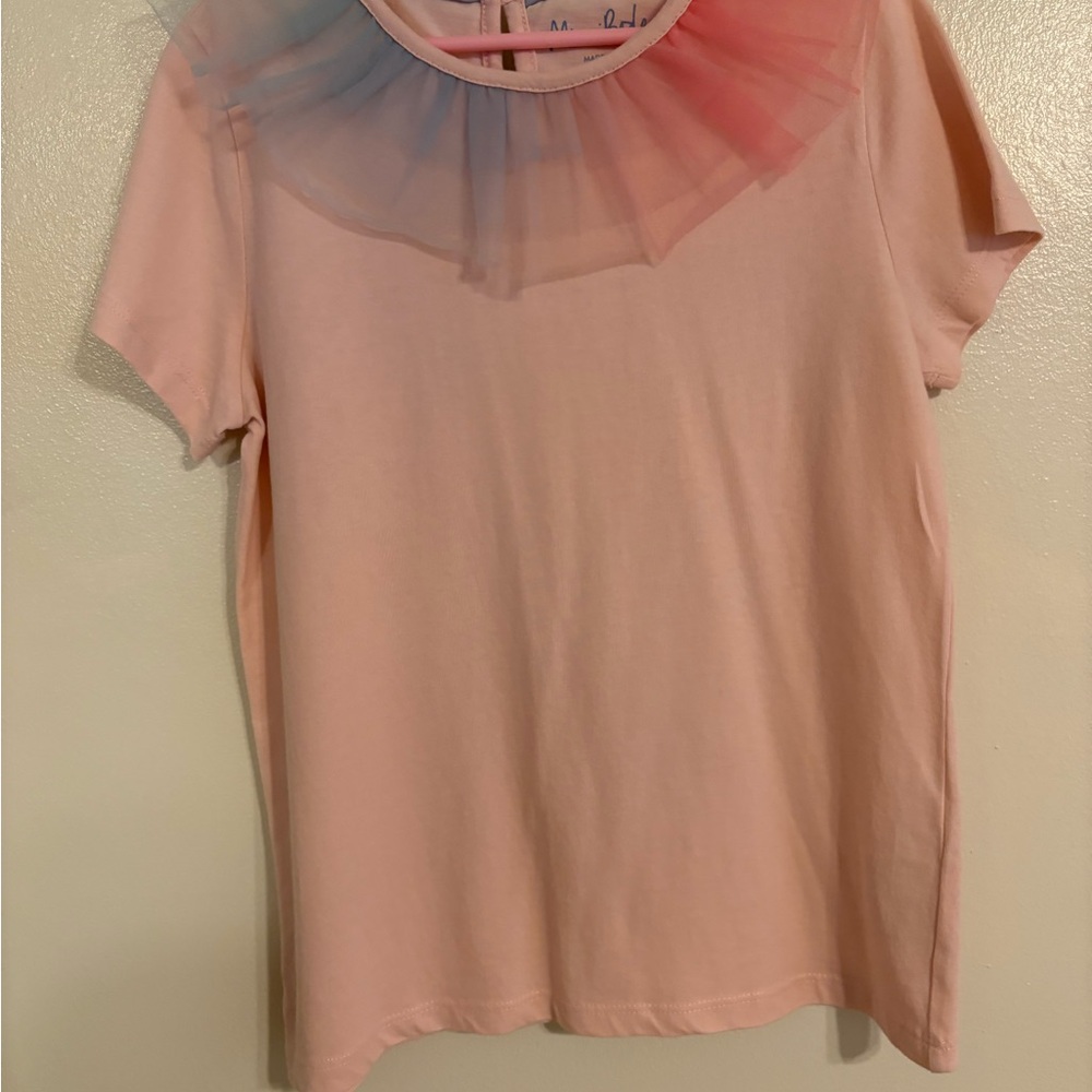 Boden Pink Kids Tank Top with Tulle Collar